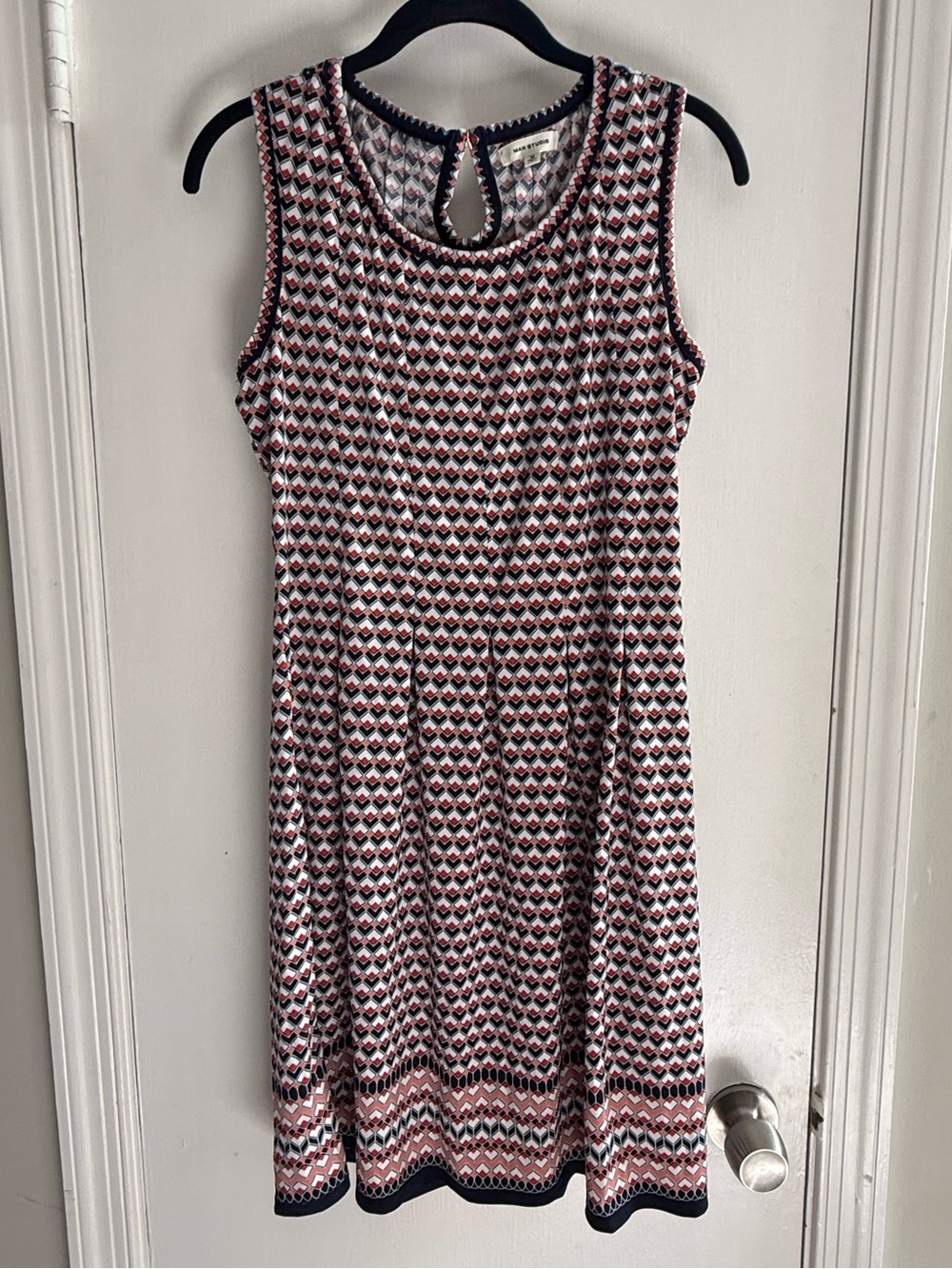 Max Studio Red, White & Navy Americana Sleeveless Knit Mini Dress Size M